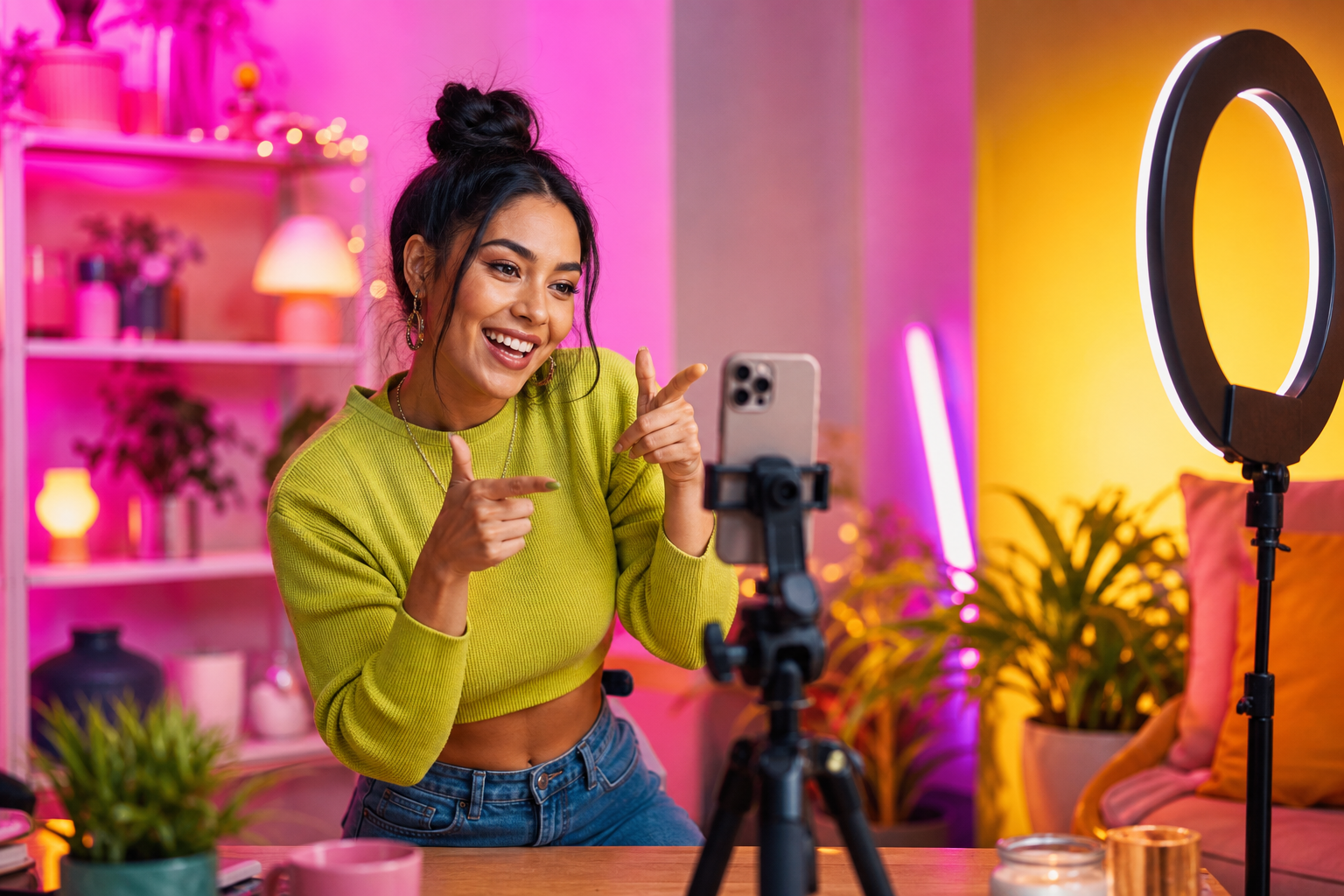 Creator che gira un video social